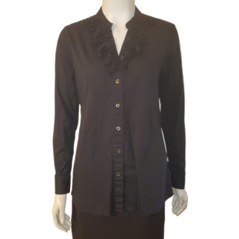 NYDJ NxD Black Victorian Button Up Shirt || Small